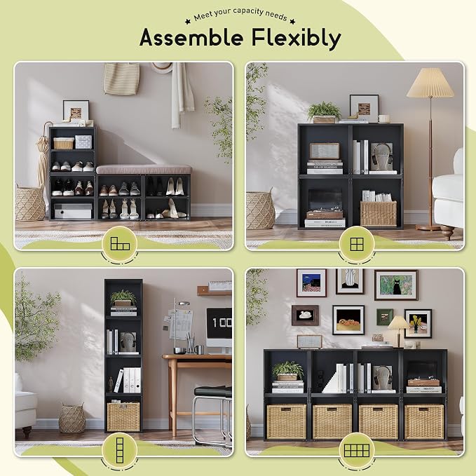 Homkdom 4 Cube Storage Organizer, DIY Book Shelf - Image 7