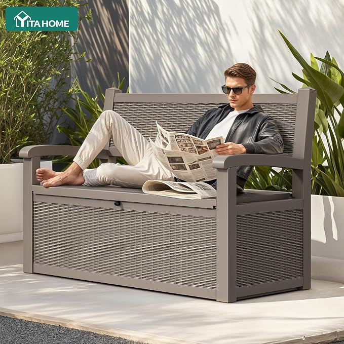 YITAHOME 80 Gallon Storage Bench Deck Box, Lockable Patio Bench, Waterproof - Image 4