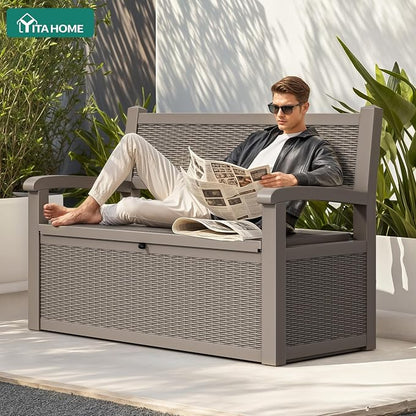 YITAHOME 80 Gallon Storage Bench Deck Box, Lockable Patio Bench, Waterproof - Image 4