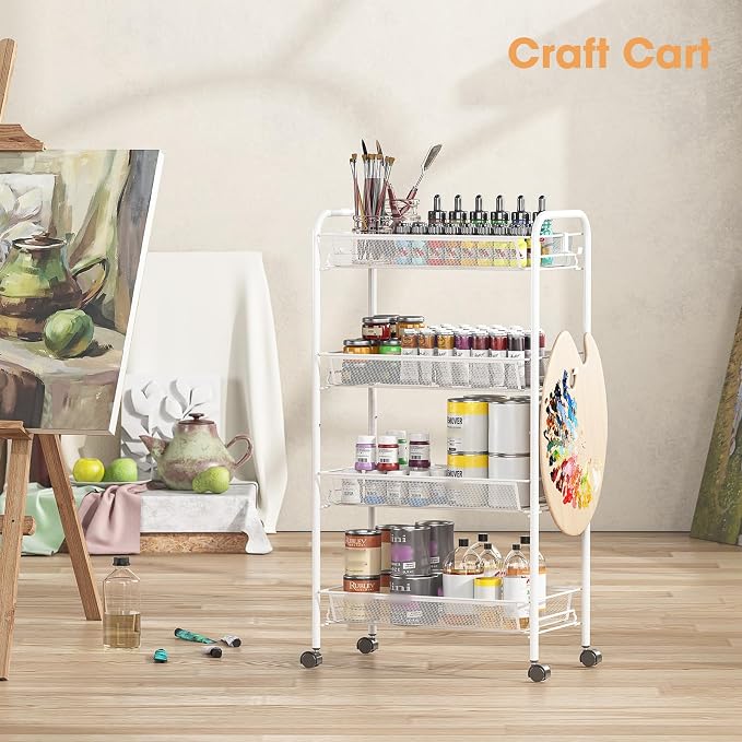 TOOLF 4-Tier Rolling Cart, Metal Utility Cart - Image 9