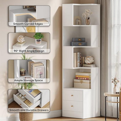 IRONCK Corner Bookshelf, 70.87" Tall Corner Bookcase - Image 3
