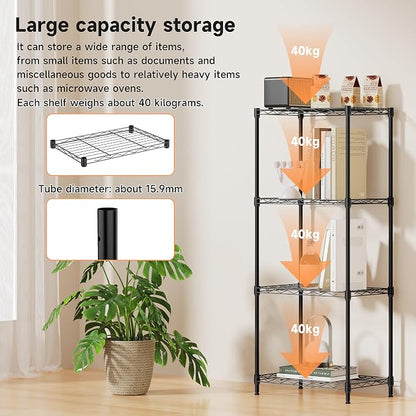 IZEUK 4 Tier Metal Wire Shelf Unit, Living Room or Laundry Room, 17.7" W x - Image 4
