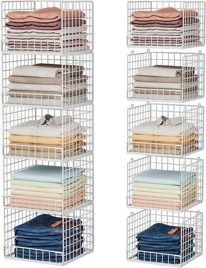 5-Tier Stackable Closet Organizers and Storage Baskets, Closet Shelf Organizer by Huxitocan