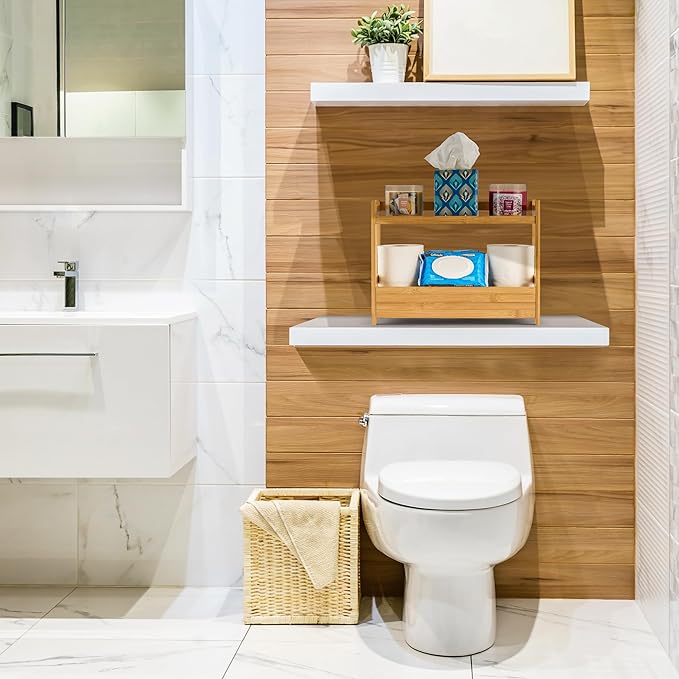 Sorbus Bamboo Bathroom Counter Organizer – 2-Tier Shelf - Image 7