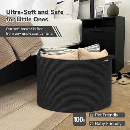 INDRESSME 115L Extra Large Black Blanket Basket, Dog Toy Bin Shoe Baskets Toy - Image 5