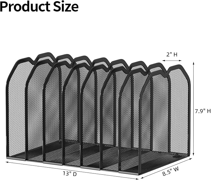 Black 7-Section File Folder Organizer - Image 3