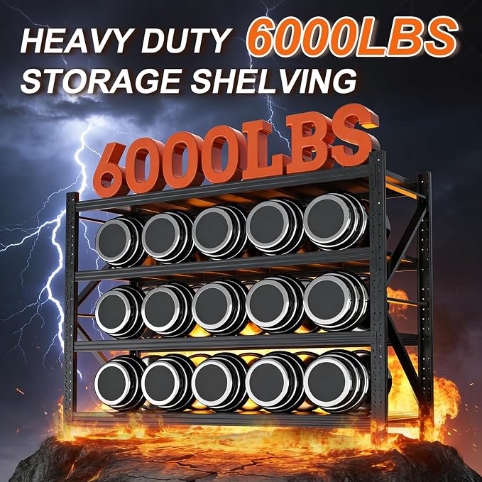 48''W Heavy Duty Storage Shelves, 3600LBS Metal Garage Shelving Units, 4 Tier - Image 8