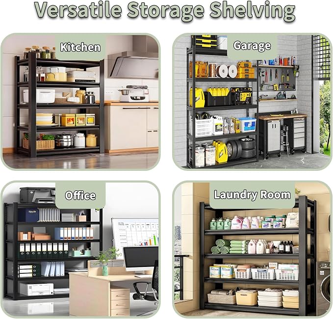 Heavy Duty Garage Shelving, 5 Tier Metal Shelving - Image 8
