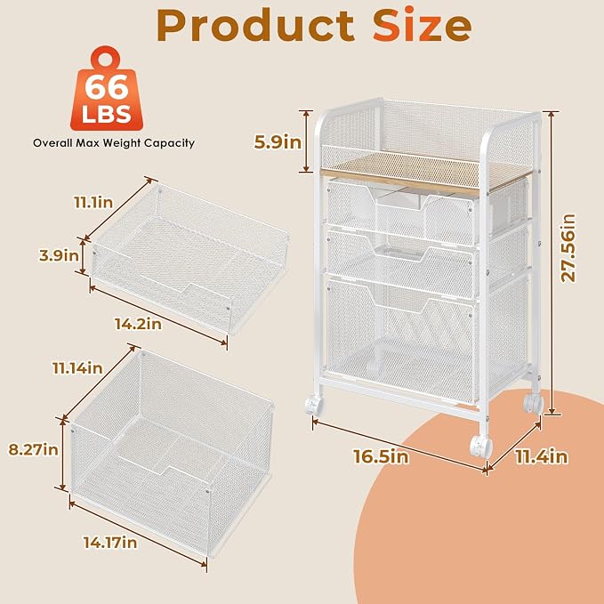 4-Tier Rolling Utility Cart - Image 3