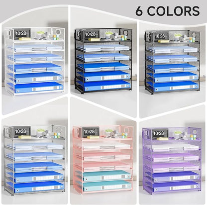 Paper Organizer for Desk with Handle, 6-Tier | Metal Mesh File Organizer - Image 5
