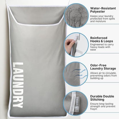 Hanging Laundry Hamper Bag XL 40x22", Space Saving over the Door Storage Bags - Image 5