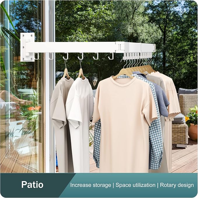Wall Mounted Clothes Drying Rack, Collapsible, Retractable - Image 9