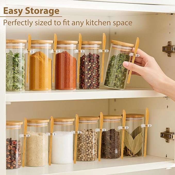 TBWIND 12 Pack 10 oz Round Glass Spice Jars - Image 4