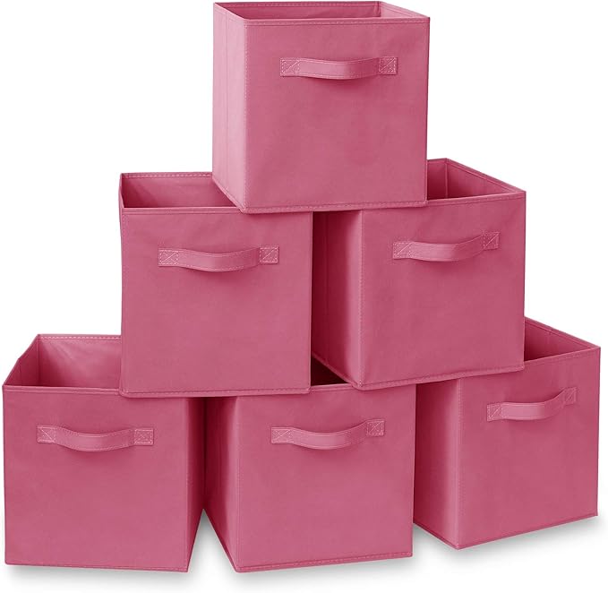 Casafield Set of 6 Collapsible Fabric Cube Storage Bins, Hot Pink by Casafield