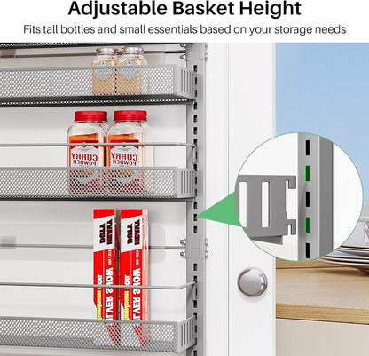 SNTD 8 Tiers Over the Door Organizer, Height Adjustable Spice Rack, Dense Mesh - Image 4