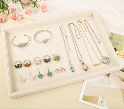 Mornajina 13.8" x 9.5" Velvet Jewelry Tray Jewelry Display Tray, Stackable - Image 2