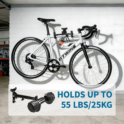 Bike Wall Mount Hanger, Horizontal Rack | Heavy-Duty, Adjustable, - Image 3