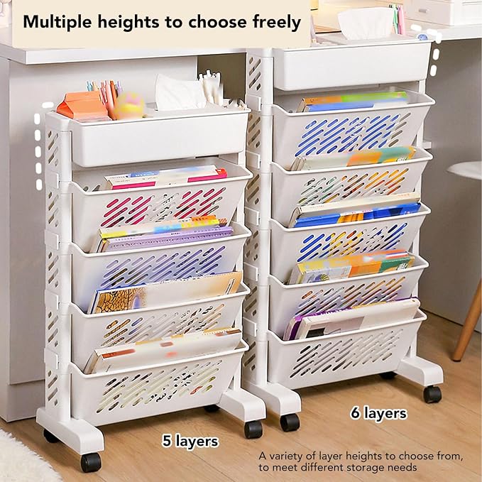 Movable Bookshelf, Portable Bookshelf, Storage Organizer Shelf, Suitable - Image 7