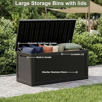 325 Gallon Outdoor Storage Box Waterproof, Large Deck Box Lockable Resin - Image 5
