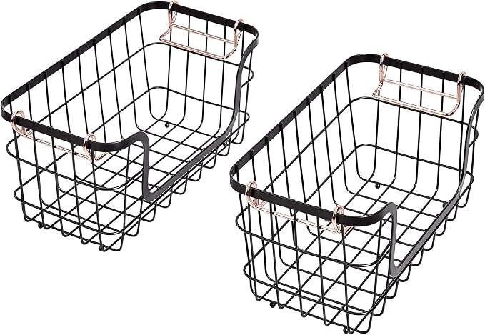 Amazon Basics Stackable Metal Wire Rectangular Storage Basket Set - Image 5