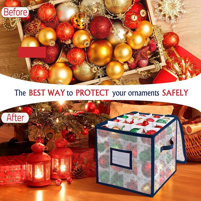 BINSUNS Christmas Ornament Storage Box, Christmas Storage Containers Organizer - Image 3