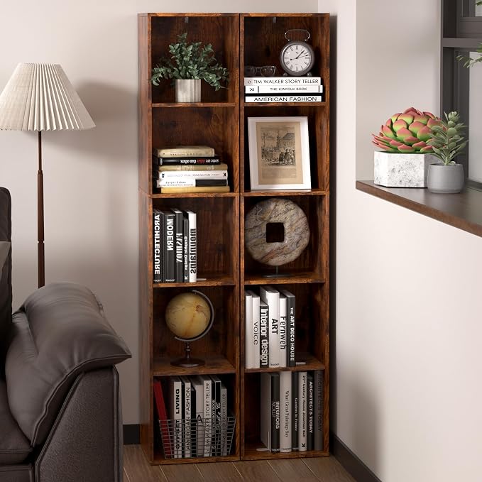 Cube Storage Organizer, 5 Cube Retro Bookshelf, Freestanding 5 Tier Open Shelf - Image 8