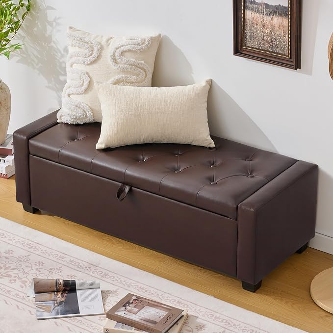 Huatean Home 48" Ottoman with Storage, Storage Ottoman Bench with Safety Hinge - Image 5
