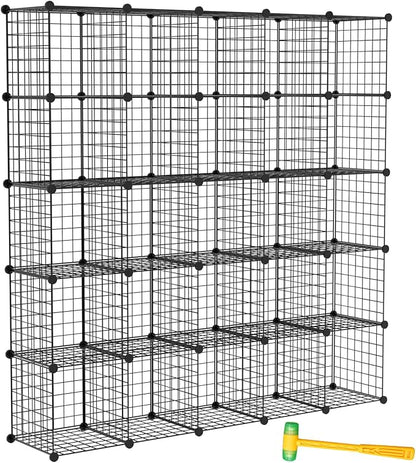 TUMUCUTE Wire Cube Storage Organizer, 25-Cube Modular Mental Grids Bookshelf by Worththetrustofeverycusto