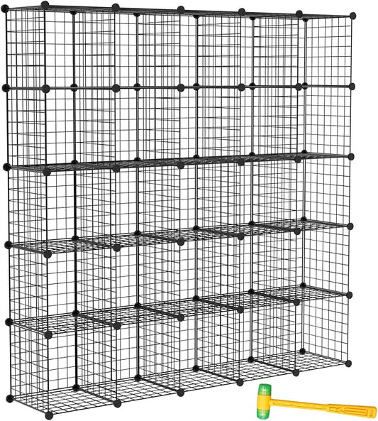 TUMUCUTE Wire Cube Storage Organizer, 25-Cube Modular Mental Grids Bookshelf by Worththetrustofeverycusto