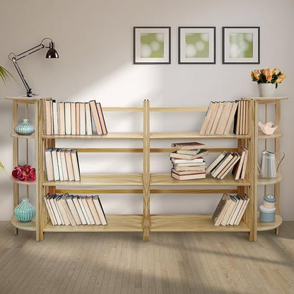 Casual Home 3-Shelf Folding Stackable Bookcase-Natural - Image 2