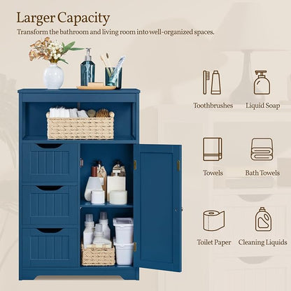 Yaheetech Bathroom Floor Cabinet, Free Standing Wooden Storage Organizer - Image 6