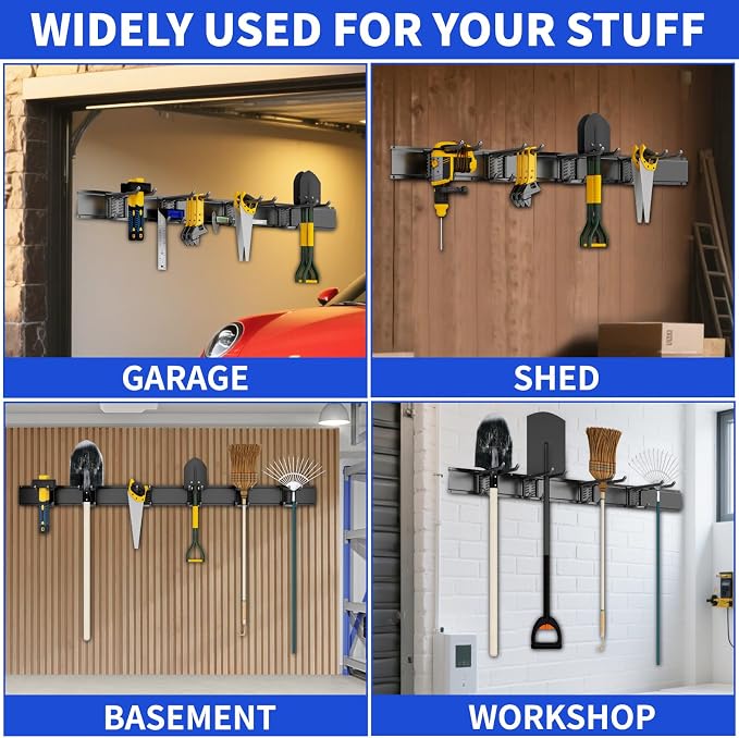 Garage Tool Organizer Wall Mount, 48inch Heavy Duty Garden Tool organizer - Image 2
