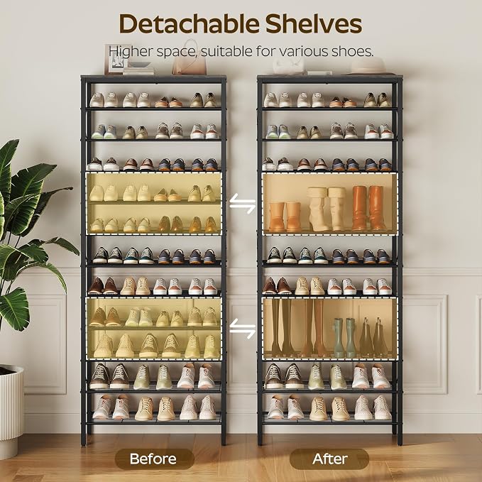 YATINEY 12 Tier Shoe Rack, Large Capacity Shoe Storage Organizer Holds 48 Pairs - Image 5