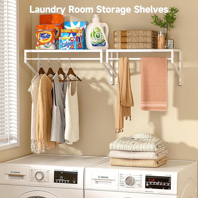 ThreeHio Expandable Closet Shelves Wall Mounted, 2 Pack Closet Shelving - Image 6