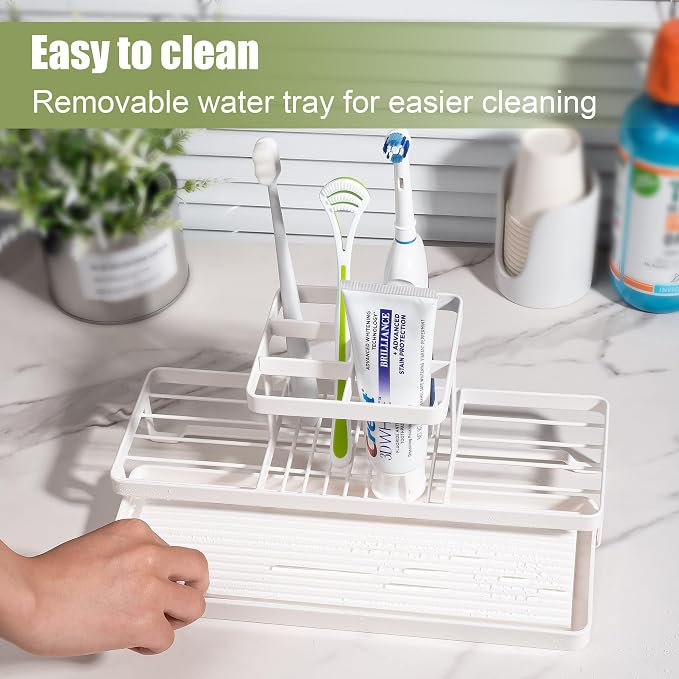 Toothbrush Holders Toothpaste Organizer Bathroom Accessories, 5 Slots, - Image 4
