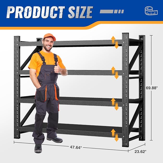 48" W Storage Shelves 3000lbs Garage Metal Shelving Heavy Duty Garage Shelves - Image 2