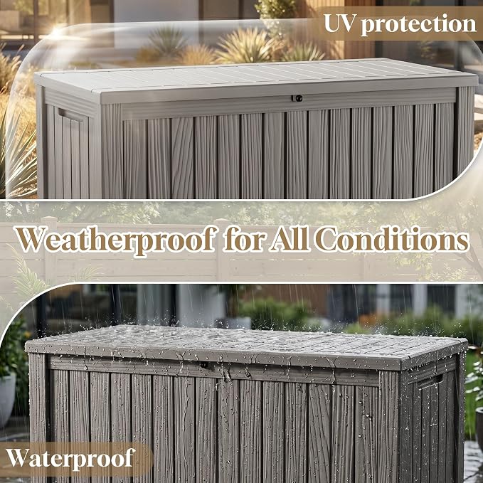 ROJIK 150 Gallon Outdoor Storage Box Waterproof, Weatherproof Deck Boxes - Image 5
