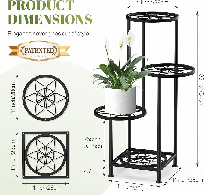 4 Tier Plant Stand Indoor Outdoor, Metal Flower Shelf Display Holder - Image 2