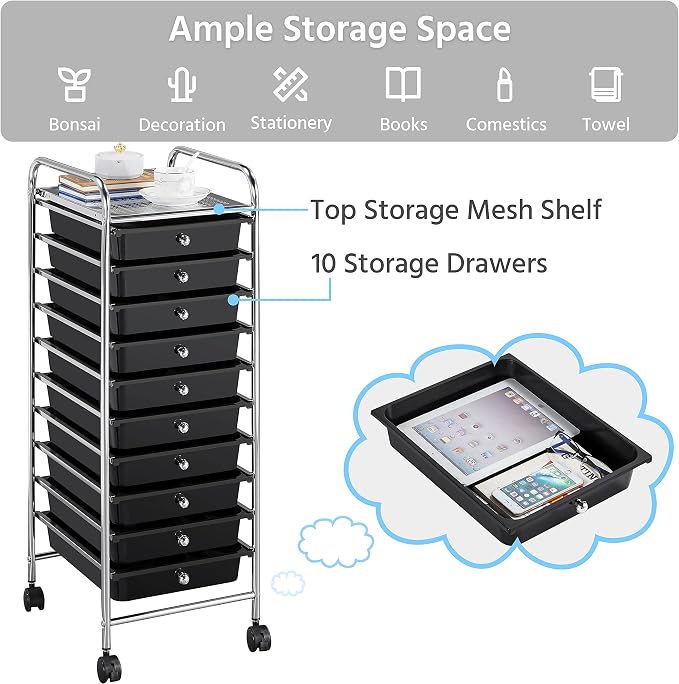Yaheetech Rolling Cart Organizer Plastic Trolley - Image 8