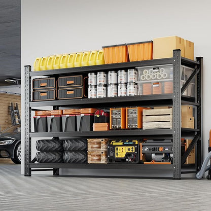 Yizosh 75" W Metal Garage Storage Shelves, 8000LBS Heavy Duty 4-Shelf - Image 6