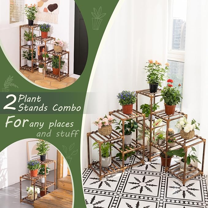 Uneedem Wood Plant Stand Indoor Outdoor Corner Plant Shelf Stand, 5 Tiered 10 - Image 3