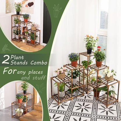 Uneedem Wood Plant Stand Indoor Outdoor Corner Plant Shelf Stand, 5 Tiered 10 - Image 3