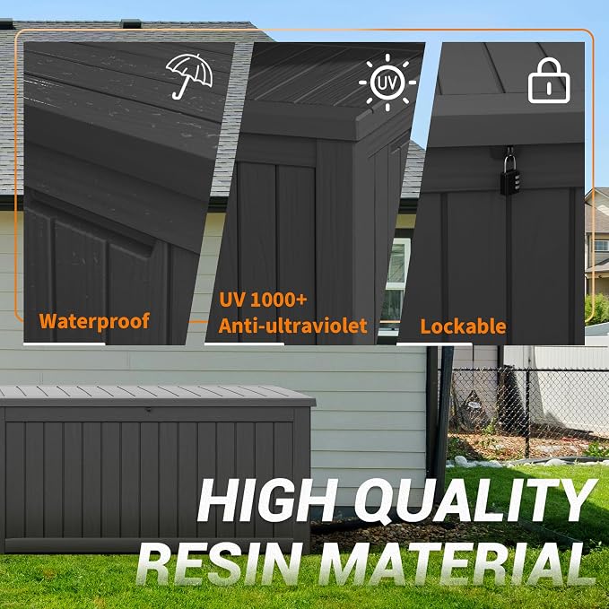230 Gallon Large Resin deck box Waterproof, Outdoor Storage Bench, Patio - Image 8