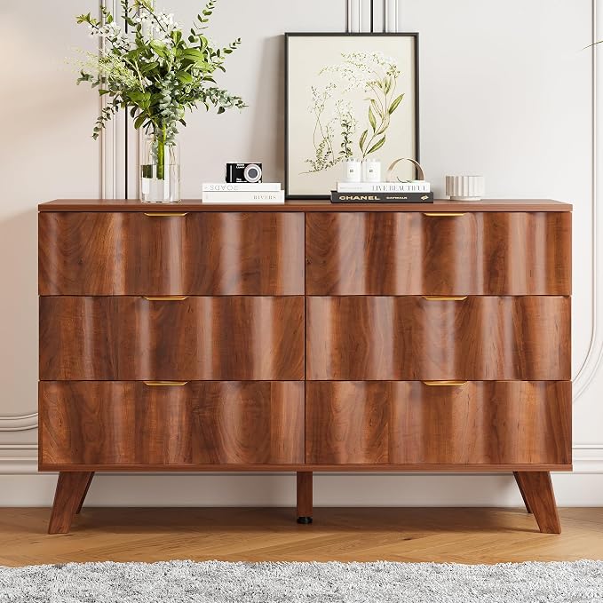 6 Drawer Dresser, Modern Fluted Storage Dresser by EnjoyaWarmandCozyLife