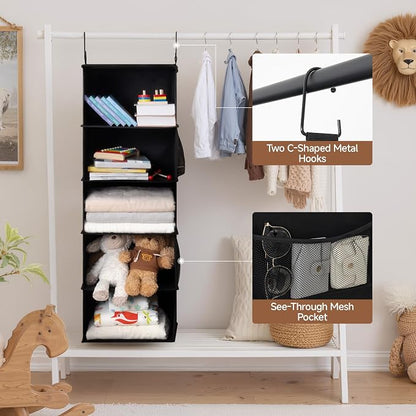 StorageWorks 5-Shelf Hanging Closet Organizers, Foldable Closet Storage - Image 5