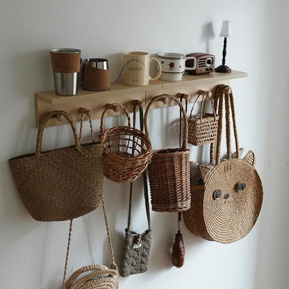 Entrance Coat Rack ，Coat Hooks, Wall-Mounted Wooden Hook Rack, Wall-Mounted - Image 5