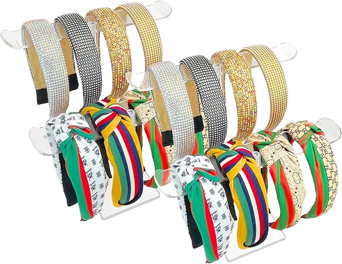 Bigfety Acrylic Headband Holder, 2 Pack Clear Headband Organizer Stand by Bigfety