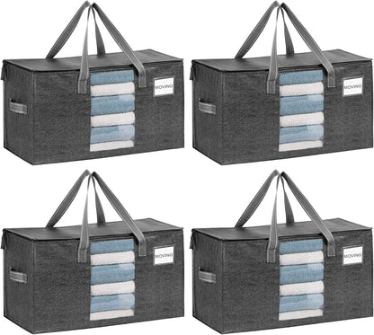VENO 4 Pack Heavy Duty Moving Bags, Clothes and Comforter Storage Bags by Veno
