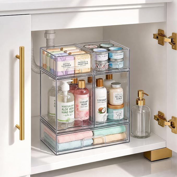 Clear Stackable Storage Drawers, Baby Bottle Organizers, Easily-Access Makeup - Image 8