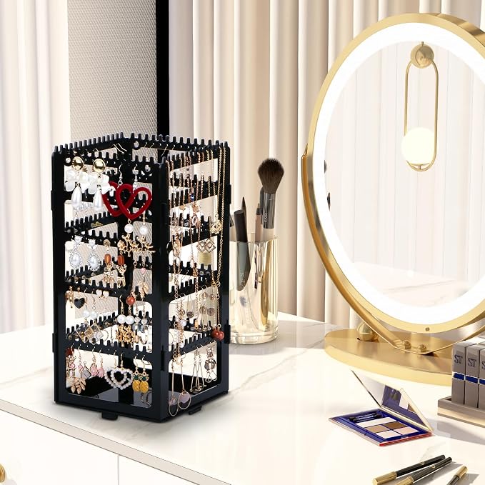 17Dec 360 Rotating Earring Holder Organizer Stand, 5 Tiers Acrylic Jewelry - Image 8